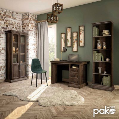 Βιβλιοθήκη Mozart pakoworld χρώμα καρυδί 60x34,5x202,5εκ Έπιπλα Γραφείου