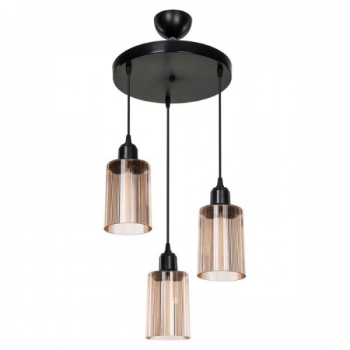 Φωτιστικό οροφής τρίφωτο PWL-1195 pakoworld Ε27 μαύρο-amber Φ30x80εκ Φωτιστικό οροφής τρίφωτο PWL-1195 pakoworld Ε27 μαύρο-amber Φ30x80εκ