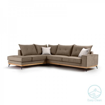Γωνιακός καναπές δεξιά γωνία Luxury II pakoworld ύφασμα mocha-cream 290x235x95εκ Γωνιακός καναπές δεξιά γωνία Luxury II pakoworld ύφασμα mocha-cream 290x235x95εκ