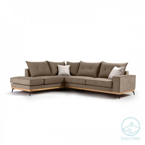 Γωνιακός καναπές δεξιά γωνία Luxury II pakoworld ύφασμα mocha-cream 290x235x95εκ Γωνιακός καναπές δεξιά γωνία Luxury II pakoworld ύφασμα mocha-cream 290x235x95εκ