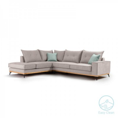 Γωνιακός καναπές δεξιά γωνία Luxury II pakoworld ύφασμα elephant-ciel 290x235x95εκ Γωνιακός καναπές δεξιά γωνία Luxury II pakoworld ύφασμα elephant-ciel 290x235x95εκ