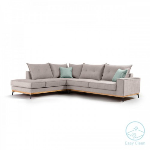 Γωνιακός καναπές δεξιά γωνία Luxury II pakoworld ύφασμα elephant-ciel 290x235x95εκ Γωνιακός καναπές δεξιά γωνία Luxury II pakoworld ύφασμα elephant-ciel 290x235x95εκ