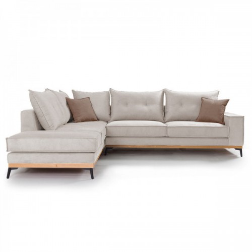 Γωνιακός καναπές δεξιά γωνία Luxury II pakoworld ύφασμα cream-mocha 290x235x95εκ Γωνιακός καναπές δεξιά γωνία Luxury II pakoworld ύφασμα cream-mocha 290x235x95εκ