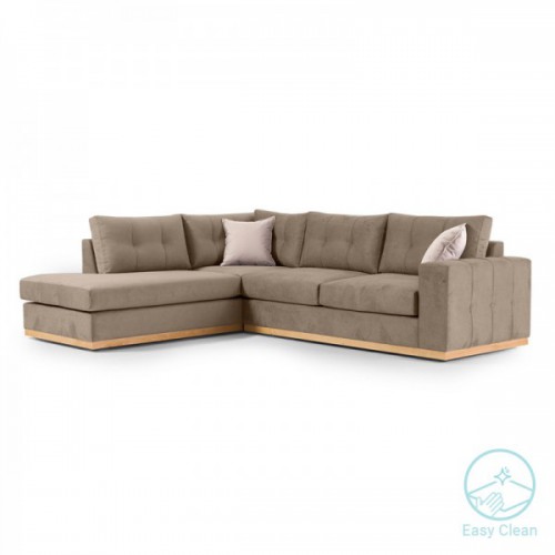 Γωνιακός καναπές δεξιά γωνία Boston pakoworld ύφασμα mocha-cream 280x225x90εκ Γωνιακός καναπές δεξιά γωνία Boston pakoworld ύφασμα mocha-cream 280x225x90εκ
