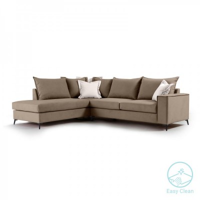 Γωνιακός καναπές δεξιά γωνία Romantic pakoworld ύφασμα mocha-cream 290x235x95εκ Γωνιακός καναπές δεξιά γωνία Romantic pakoworld ύφασμα mocha-cream 290x235x95εκ