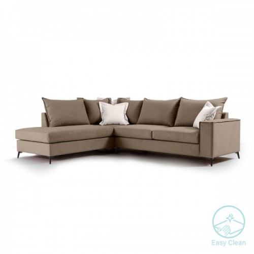 Γωνιακός καναπές δεξιά γωνία Romantic pakoworld ύφασμα mocha-cream 290x235x95εκ Γωνιακός καναπές δεξιά γωνία Romantic pakoworld ύφασμα mocha-cream 290x235x95εκ