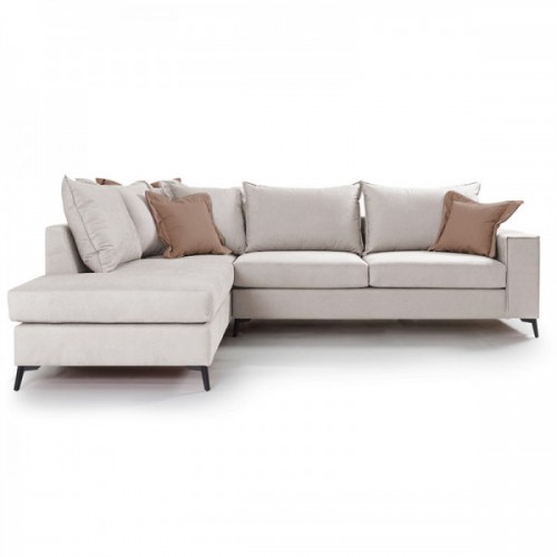 Γωνιακός καναπές δεξιά γωνία Romantic pakoworld ύφασμα cream-mocha 290x235x95εκ Γωνιακός καναπές δεξιά γωνία Romantic pakoworld ύφασμα cream-mocha 290x235x95εκ