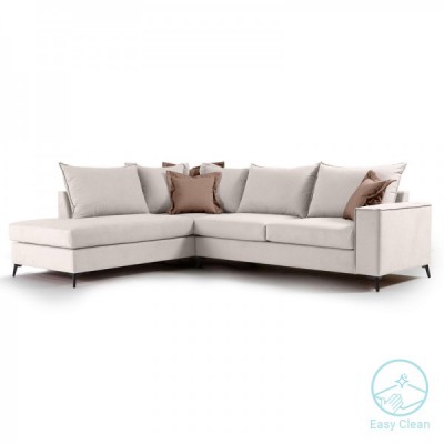 Γωνιακός καναπές δεξιά γωνία Romantic pakoworld ύφασμα cream-mocha 290x235x95εκ Γωνιακός καναπές δεξιά γωνία Romantic pakoworld ύφασμα cream-mocha 290x235x95εκ