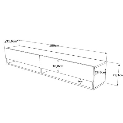Έπιπλο τηλεόρασης επιτοίχιο Handra pakoworld λευκό-oak 180x31,5x29,5εκ Σαλόνι Έπιπλο τηλεόρασης επιτοίχιο Handra pakoworld λευκό-oak 180x31,5x29,5εκ Σαλόνι