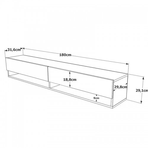 Έπιπλο τηλεόρασης επιτοίχιο Handra pakoworld λευκό-oak 180x31,5x29,5εκ Σαλόνι Έπιπλο τηλεόρασης επιτοίχιο Handra pakoworld λευκό-oak 180x31,5x29,5εκ Σαλόνι