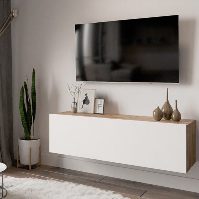 Έπιπλο τηλεόρασης επιτοίχιο Serit pakoworld λευκό-oak 100x31,5x29,5εκ Έπιπλο τηλεόρασης επιτοίχιο Serit pakoworld λευκό-oak 100x31,5x29,5εκ
