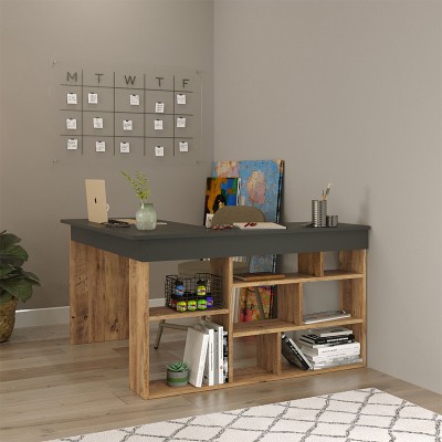 Γραφείο γωνιακό Rosaline pakoworld ανθρακί-oak 120x129x72εκ Έπιπλα Γραφείου Γραφείο γωνιακό Rosaline pakoworld ανθρακί-oak 120x129x72εκ Έπιπλα Γραφείου