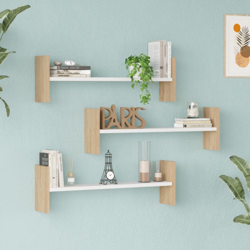Ραφιέρα τοίχου Mento pakoworld λευκό με oak 75,6x14,5x23,6εκ Σαλόνι Ραφιέρα τοίχου Mento pakoworld λευκό με oak 75,6x14,5x23,6εκ Σαλόνι