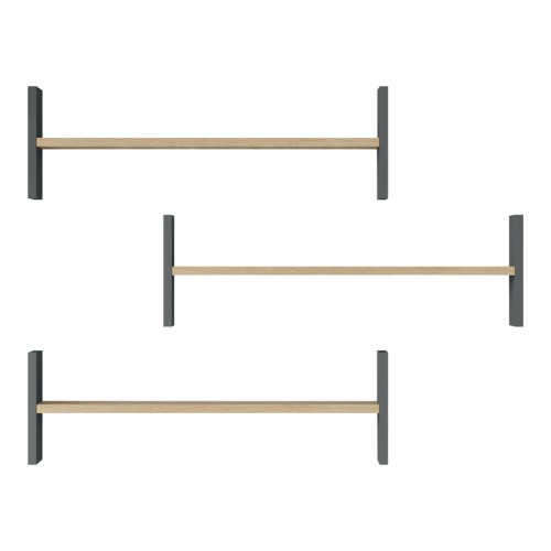 Ραφιέρα τοίχου Mento pakoworld oak με ανθρακί 75,6x14,5x23,6εκ Σαλόνι