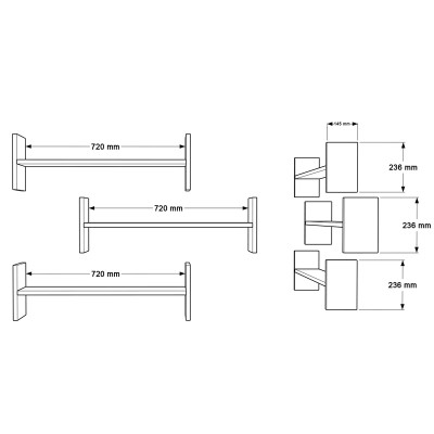 Ραφιέρα τοίχου Mento pakoworld oak με ανθρακί 75,6x14,5x23,6εκ Σαλόνι