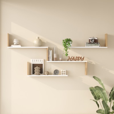 Ραφιέρα τοίχου Flear pakoworld λευκό με oak 179x14,5x76,2εκ Ραφιέρα τοίχου Flear pakoworld λευκό με oak 179x14,5x76,2εκ