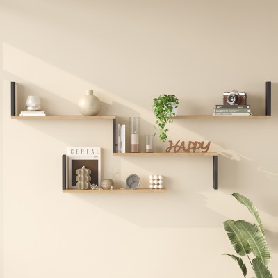 Ραφιέρα τοίχου Flear pakoworld oak με ανθρακί 179x14,5x76,2εκ Ραφιέρα τοίχου Flear pakoworld oak με ανθρακί 179x14,5x76,2εκ