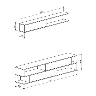 Σύνθετο σαλονιού Brick pakoworld σε sonoma oak-κρεμ απόχρωση 240x40x50.4εκ Σαλόνι