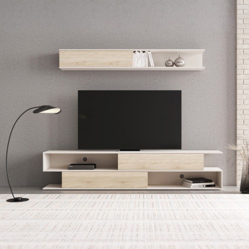 Σύνθετο σαλονιού Brick pakoworld σε sonoma oak-κρεμ απόχρωση 240x40x50.4εκ Σαλόνι