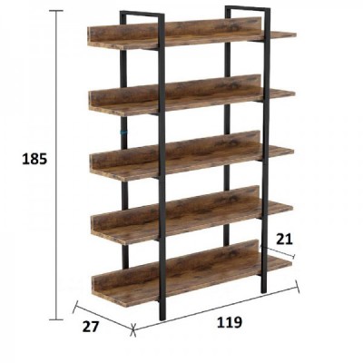 Βιβλιοθήκη Almond pakoworld καρυδί-μαύρο 119x27x185εκ Έπιπλα Γραφείου Βιβλιοθήκη Almond pakoworld καρυδί-μαύρο 119x27x185εκ Έπιπλα Γραφείου