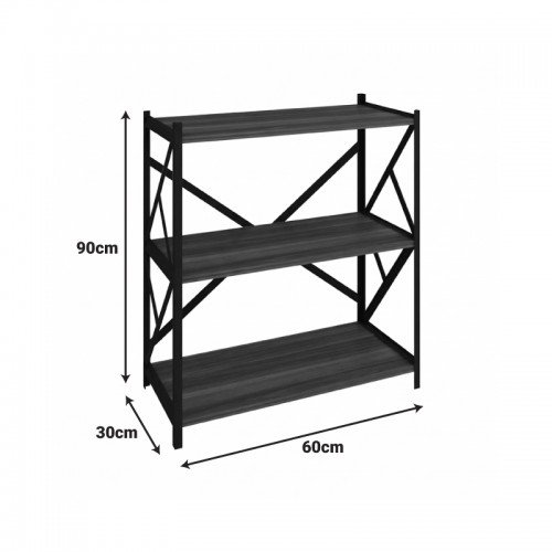 Ραφιέρα επιδαπέδια Althea pakoworld oak με μαύρο μέταλλο 60x30x90εκ Σαλόνι Ραφιέρα επιδαπέδια Althea pakoworld oak με μαύρο μέταλλο 60x30x90εκ Σαλόνι