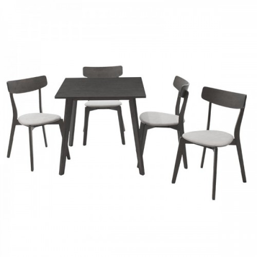 Tραπεζαρία Benson - Toto pakoworld σετ 5τμχ rustic grey - ύφασμα grey 80x80x75εκ Τραπεζαρία
