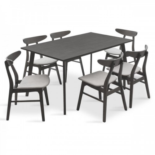 Tραπεζαρία Benson - Orlean pakoworld σετ 7τμχ rustic grey - ύφασμα γκρι 150x90x75εκ Τραπεζαρία Tραπεζαρία Benson - Orlean pakoworld σετ 7τμχ rustic grey - ύφασμα γκρι 150x90x75εκ Τραπεζαρία