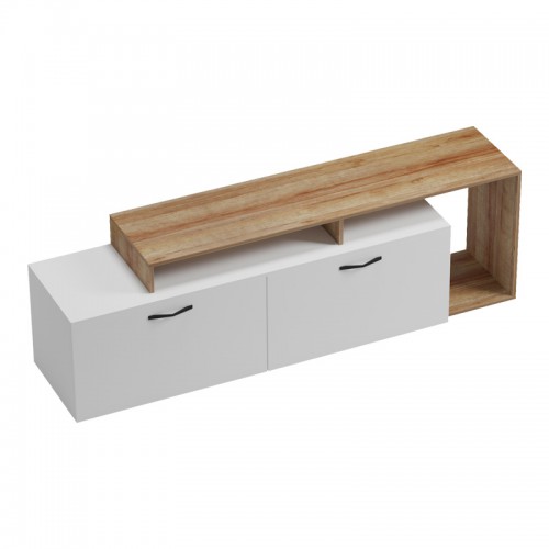 Έπιπλο τηλεόρασης Tobler pakoworld σε oak- λευκή απόχρωση 170x40x53εκ Σαλόνι