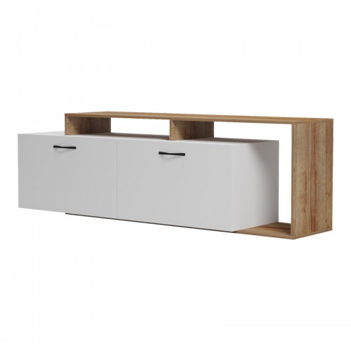 Έπιπλο τηλεόρασης Tobler pakoworld σε oak- λευκή απόχρωση 170x40x53εκ Σαλόνι