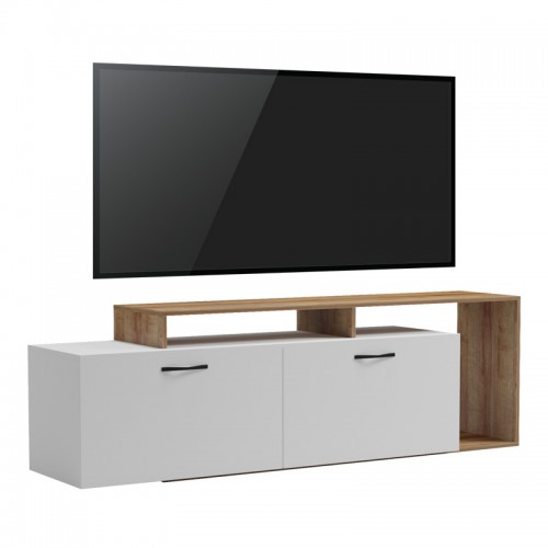 Έπιπλο τηλεόρασης Tobler pakoworld σε oak- λευκή απόχρωση 170x40x53εκ Σαλόνι