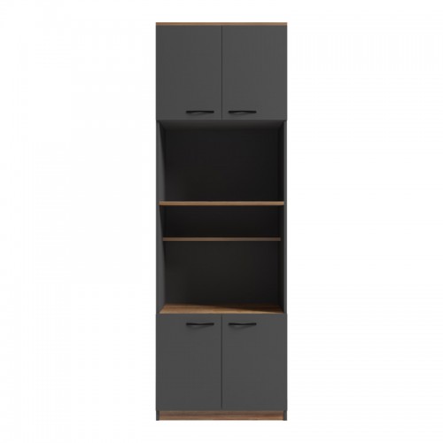Ντουλάπα κουζίνας Rowan pakoworld σε oak-ανθρακί απόχρωση 60x42x182εκ Σαλόνι
