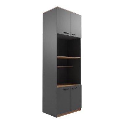Ντουλάπα κουζίνας Rowan pakoworld σε oak-ανθρακί απόχρωση 60x42x182εκ Σαλόνι