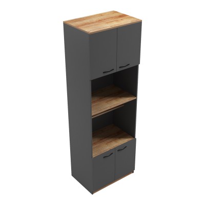 Ντουλάπα κουζίνας Rowan pakoworld σε oak-ανθρακί απόχρωση 60x42x182εκ Σαλόνι