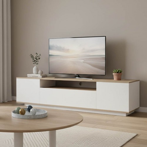 Έπιπλο τηλεόρασης Winey pakoworld σε sonoma-λευκή απόχρωση 180x44.5x44.5εκ Σαλόνι