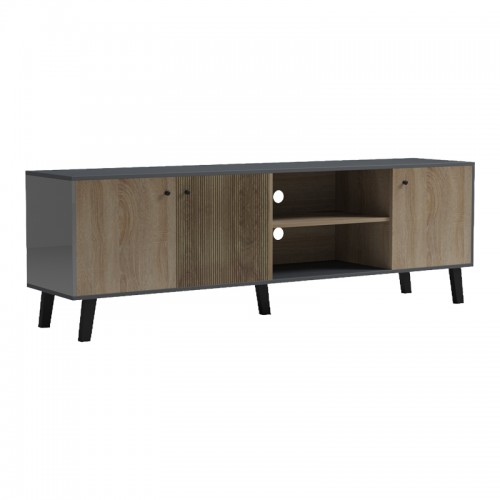 Έπιπλο τηλεόρασης Tuscany pakoworld sonoma-ανθρακί 180x41x51εκ Σαλόνι