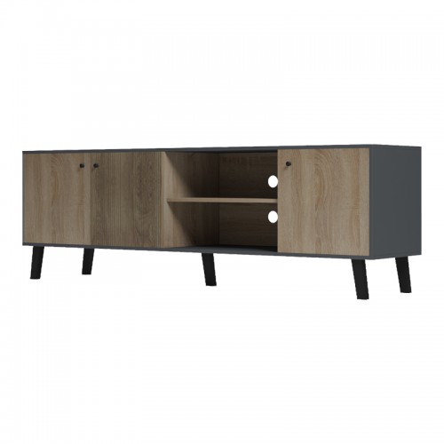 Έπιπλο τηλεόρασης Tuscany pakoworld sonoma-ανθρακί 180x41x51εκ Σαλόνι