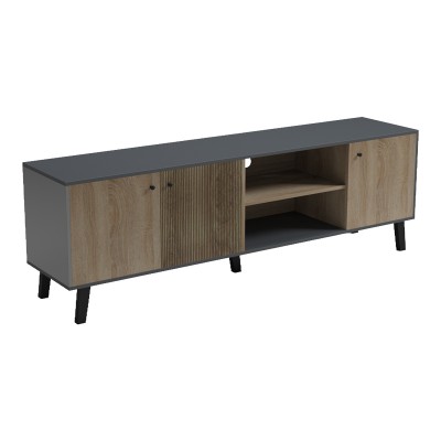 Έπιπλο τηλεόρασης Tuscany pakoworld sonoma-ανθρακί 180x41x51εκ Σαλόνι