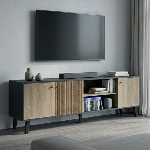 Έπιπλο τηλεόρασης Tuscany pakoworld sonoma-ανθρακί 180x41x51εκ Σαλόνι