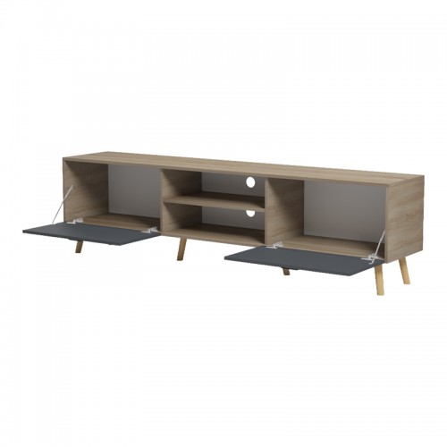 Έπιπλο τηλεόρασης Gorna pakoworld sonoma-ανθρακί 180x35x48.6εκ Σαλόνι