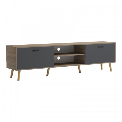 Έπιπλο τηλεόρασης Gorna pakoworld sonoma-ανθρακί 180x35x48.6εκ Σαλόνι