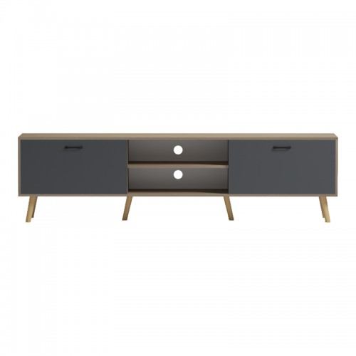 Έπιπλο τηλεόρασης Gorna pakoworld sonoma-ανθρακί 180x35x48.6εκ Σαλόνι