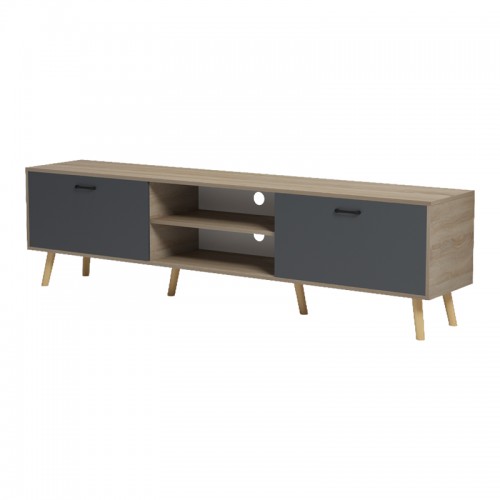 Έπιπλο τηλεόρασης Gorna pakoworld sonoma-ανθρακί 180x35x48.6εκ Σαλόνι