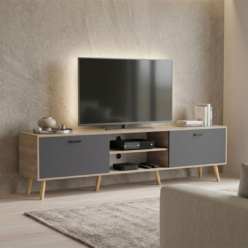 Έπιπλο τηλεόρασης Gorna pakoworld sonoma-ανθρακί 180x35x48.6εκ Σαλόνι