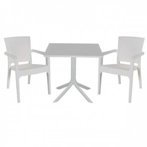 Τραπεζαρία κήπου Groovy-Halcyon pakoworld σετ 3τεμ PP λευκό 80x80x74,5εκ. Εξωτερικού Χώρου Τραπεζαρία κήπου Groovy-Halcyon pakoworld σετ 3τεμ PP λευκό 80x80x74,5εκ. Εξωτερικού Χώρου