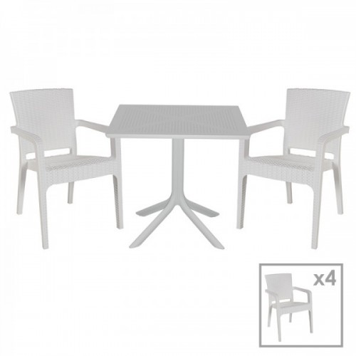 Τραπεζαρία κήπου Groovy-Halcyon pakoworld σετ 5τεμ PP λευκό 80x80x74,5εκ. Εξωτερικού Χώρου Τραπεζαρία κήπου Groovy-Halcyon pakoworld σετ 5τεμ PP λευκό 80x80x74,5εκ. Εξωτερικού Χώρου