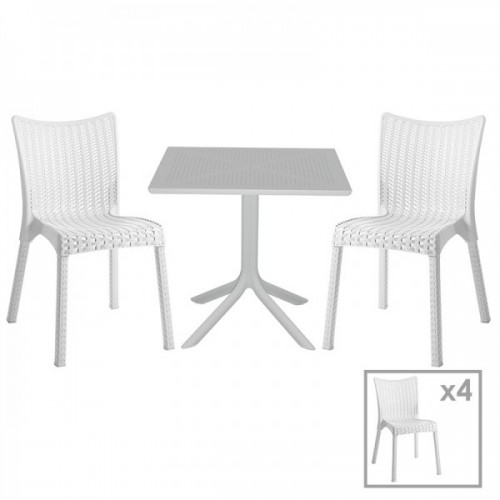 Τραπεζαρία κήπου Groovy-Confident pakoworld σετ 5τεμ PP λευκό 80x80x74,5εκ. Εξωτερικού Χώρου Τραπεζαρία κήπου Groovy-Confident pakoworld σετ 5τεμ PP λευκό 80x80x74,5εκ. Εξωτερικού Χώρου