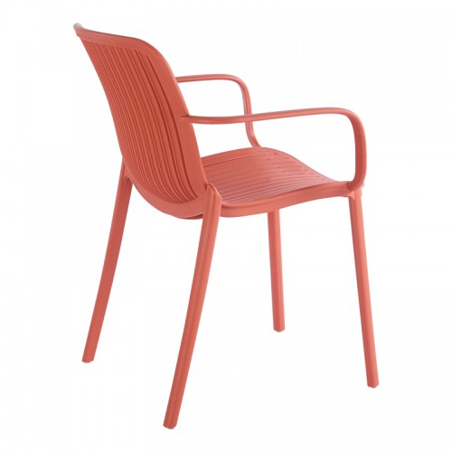 Πολυθρόνα Teragi στοιβαζόμενη pakoworld pp με UV protection terracotta 59x57x82εκ Εξωτερικού Χώρου