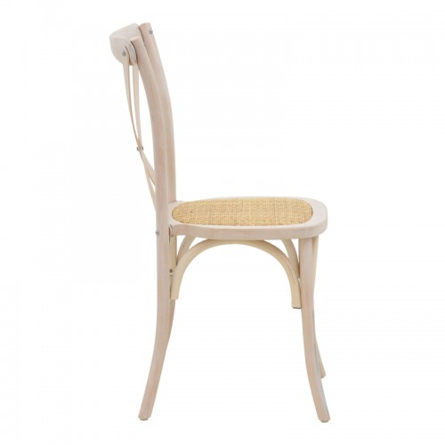 Καρέκλα Dylon pakoworld white wash ξύλο οξιάς-έδρα φυσικό rattan 48x52x89εκ Σαλόνι