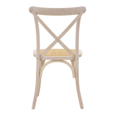 Καρέκλα Dylon pakoworld white wash ξύλο οξιάς-έδρα φυσικό rattan 48x52x89εκ Σαλόνι