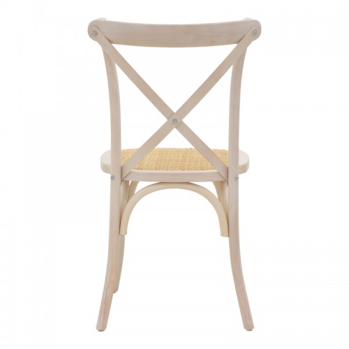 Καρέκλα Dylon pakoworld white wash ξύλο οξιάς-έδρα φυσικό rattan 48x52x89εκ Σαλόνι